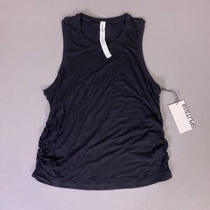 Splits59 Frida Tank Top Women's Medium Black Ruched Sleeveless Activewear NEW